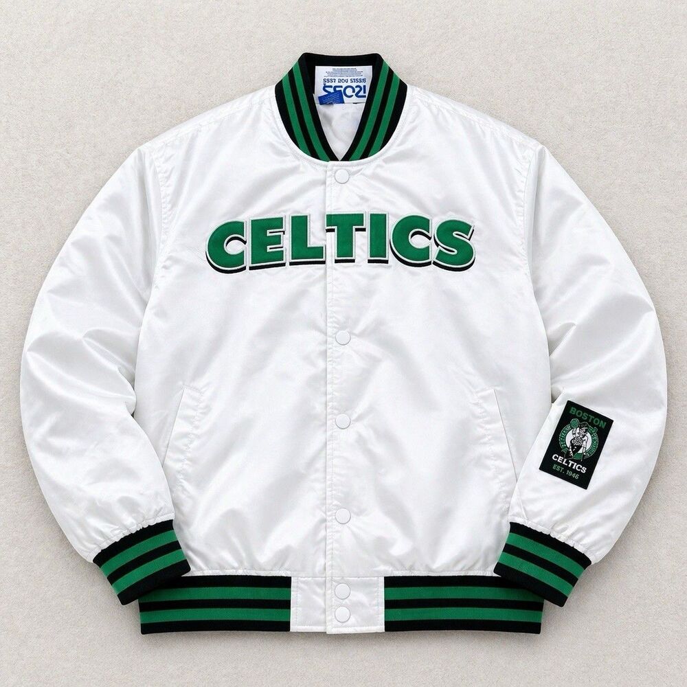 Ultra GAME Mens Size Large Boston Celtics NBA White Jacket